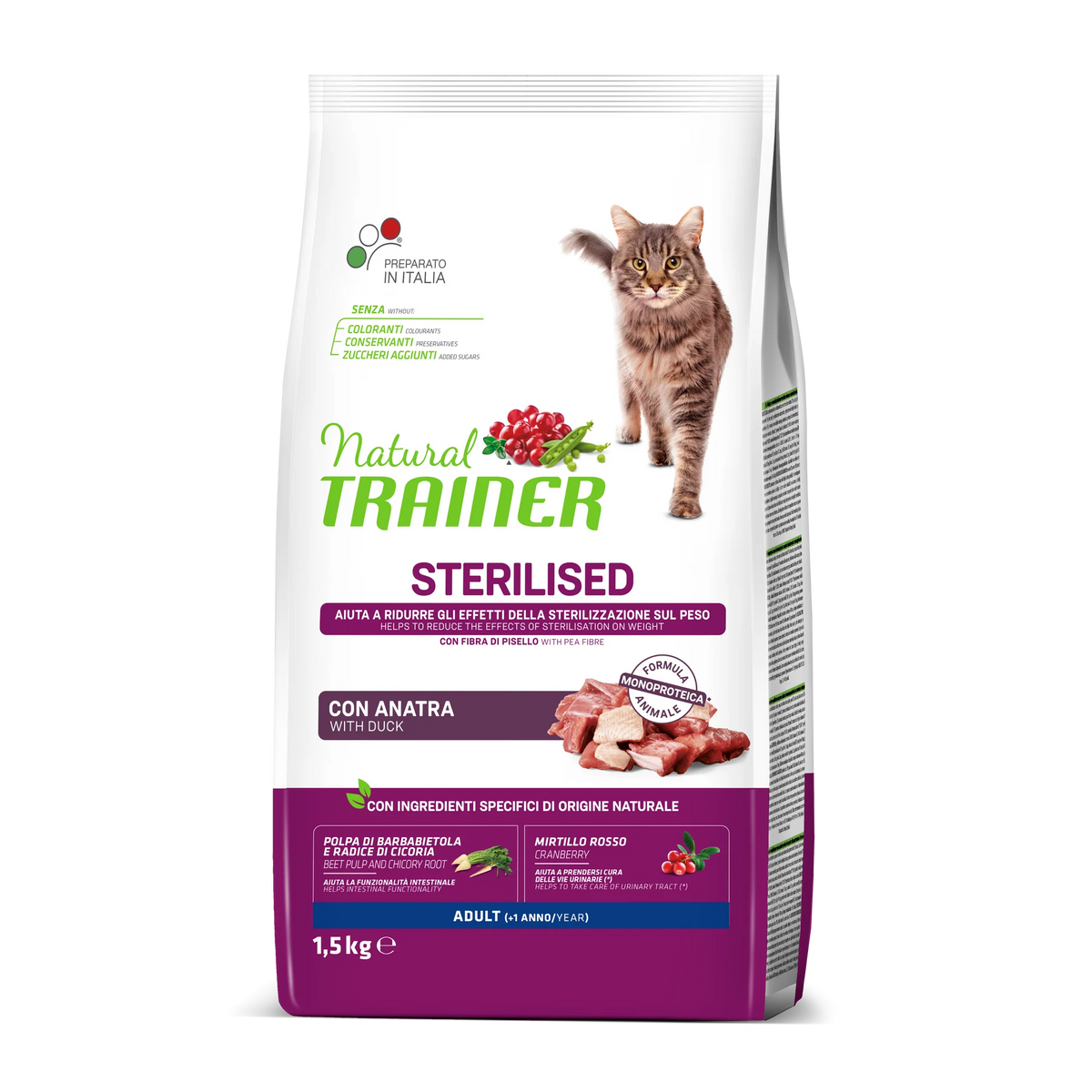 natural trainer sterilised (+1 anno) con anatra e fibra di pisello