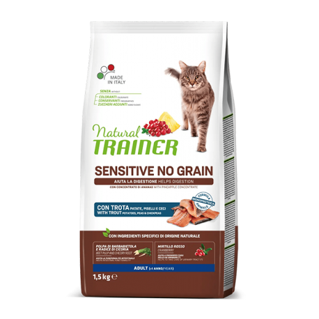 natural trainer sensitive no grain (+1 anno) con trota, patate, piselli e ceci