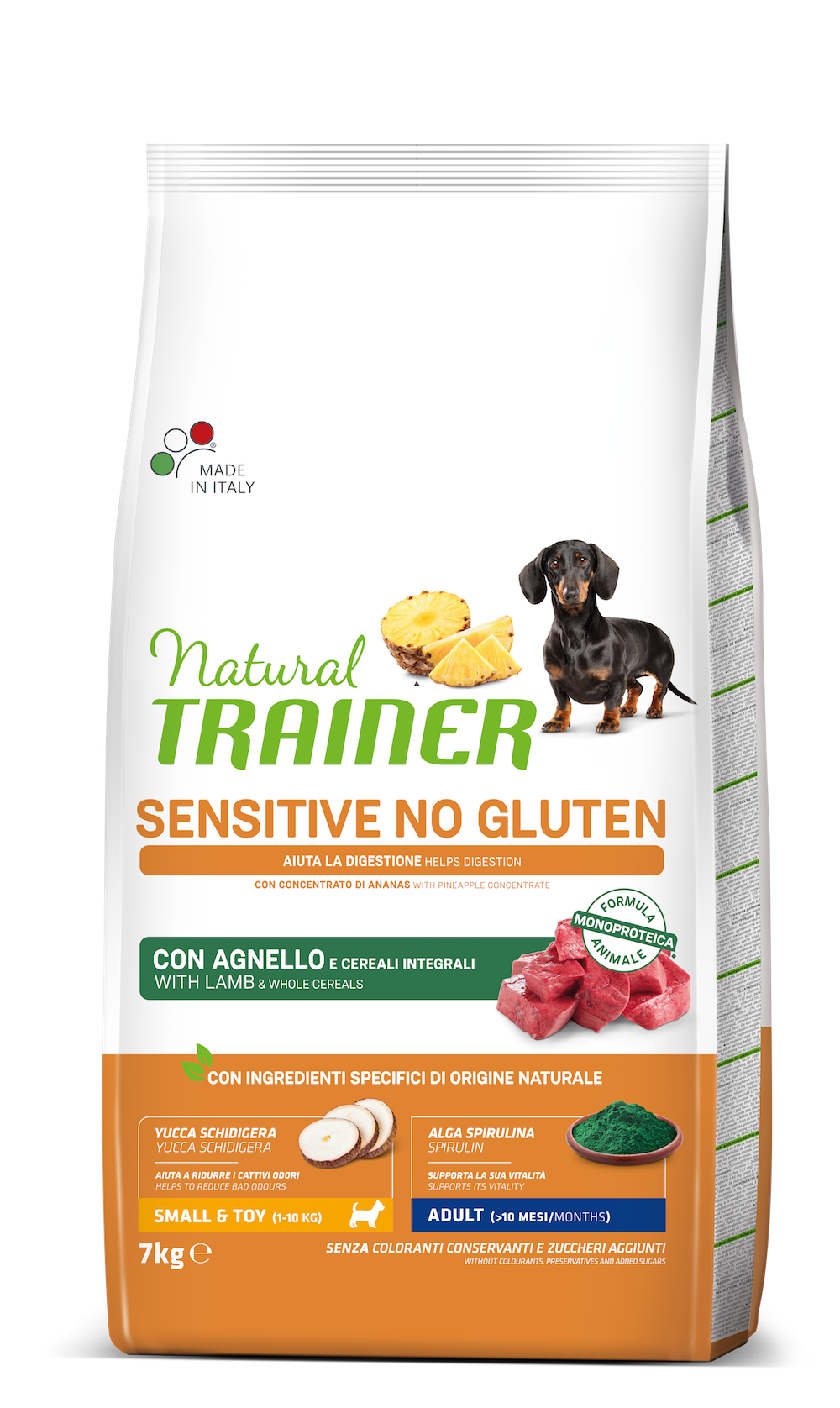 natural trainer adult mini con agnello e cereali integrali